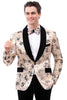 Men's Modern Fit Floral Sequin Wedding Tuxedo in Champagne Tan
