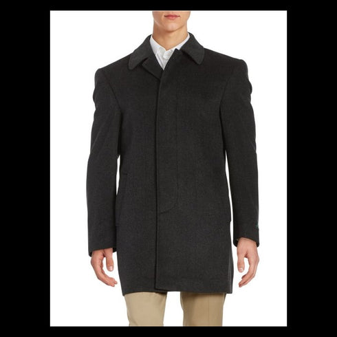 Jake Wool-Blend Fly-Front Topcoat,charcoal overcoat