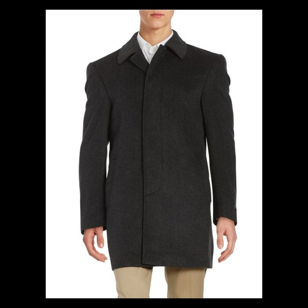 Jake Wool-Blend Fly-Front Topcoat,charcoal overcoat