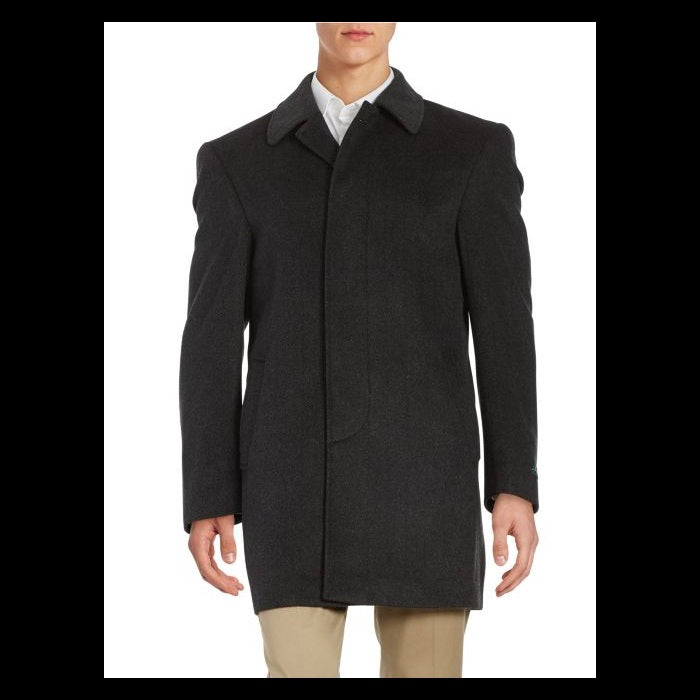 Jake Wool-Blend Fly-Front Topcoat,charcoal overcoat