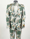 Mens 2 Button Hunter Green & White Floral Paisley Prom and Wedding Tuxedo