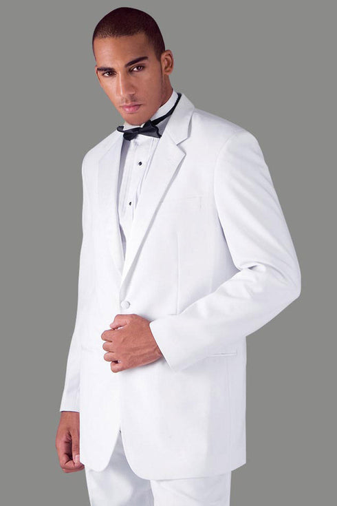 Mens Basic 2 Button Poly Tuxedo in White