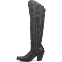 Dan Post Womens Jilted Black 20 Snip Toe Over-the-Knee Zipper Boot