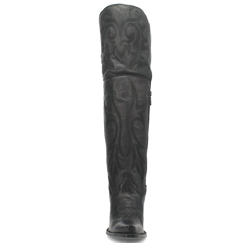 Dan Post Womens Jilted Black 20 Snip Toe Over-the-Knee Zipper Boot