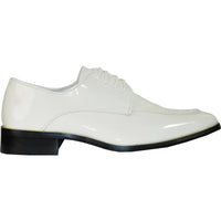 Bravo Mens Classic Moc Toe Shiny Patent Tuxedo Prom Shoe in Ivory
