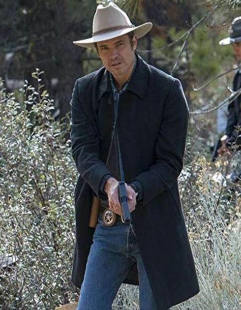 Justified Raylan Givens Black Trench Coat