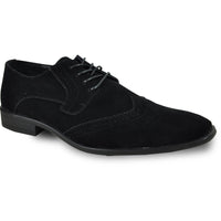 Bravo Mens Vegan Suede Wedding & Prom Wingtip Lace Up Dress Shoe in Black