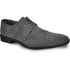 Bravo Mens Vegan Suede Wedding & Prom Wingtip Lace Up Dress Shoe in Grey