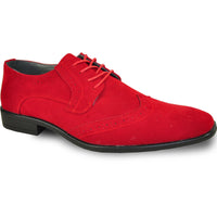 Bravo Mens Vegan Suede Wedding & Prom Wingtip Lace Up Dress Shoe in Red
