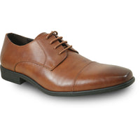 Bravo Mens Antique Cap Toe Lace Up Oxford Dress Shoe in Cognac