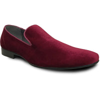 Bravo Mens Modern Slip On Velvet Tuxedo Loafer in Burgundy - Men's Dress Shoes
