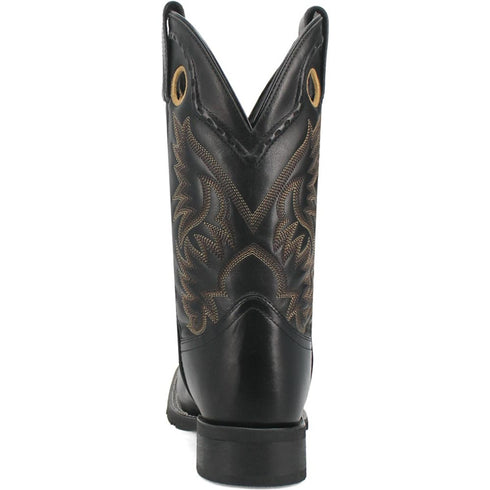 Laredo Kane Black Leather Broad Square Toe Boots for Men