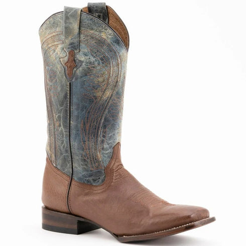 Ferinni Boot - Mens Dress Cowboy Boot  - Ferrini Men's Morgan Smooth Ostrich Square Toe Boots Handcrafted - Kango Brown  in Kango Brown