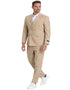 Mens Khaki Color Tuxedo - Mens Slim Fit Double Breasted Khaki Pinstripe Summer Suit