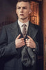 Mens Peaky Blinders Costume Finn Shelby Vested Charcoal Suit & Overcoat