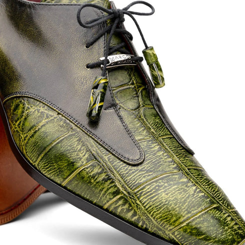 Marco Di Milano Anzio Exotic Alligator & Calfskin Leather Green Oxfords