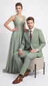 Vanderbilt Collection Men’s Sage 2 Piece Suit, Classic 2 Button Formal Wedding Business Dress Suit