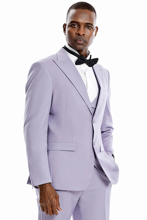 Men's Modern Fit Casual Summer Linen Lilac Lavender Suit Custom Prom Tuxedos