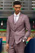 Men's Stacy Adam's One Button Vested Modern Fit Lavender Suit Windowpane Plaid