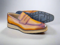 Carrucci Leather Penny Loafer in Chunky Sole