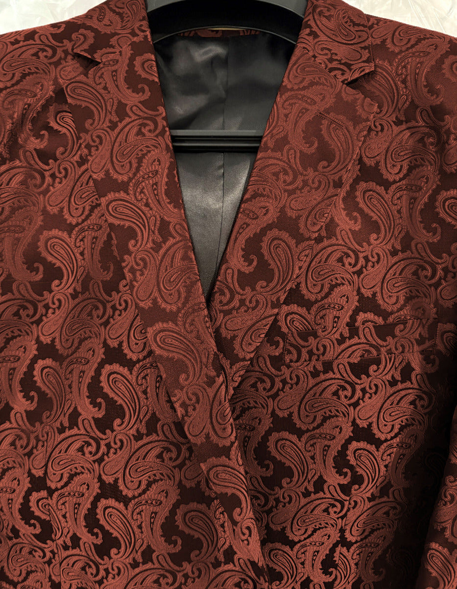 Mens Paisley Blazer - Floral Pattern Rust Copper Color and Black Mix ...
