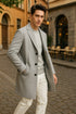 Mens Light Gray Wool Overcoat – Classic Single-Breasted Winter Coat