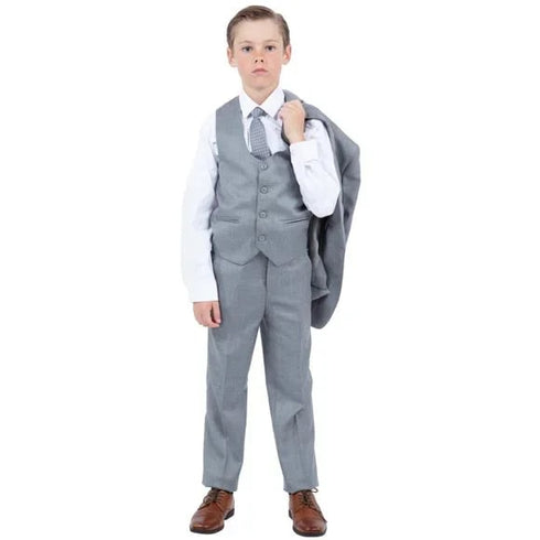 Perry Ellis Boys Sharkskin 5pc Suit, Light Gray