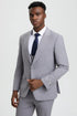 Light Grey Suit - Silver Gray Suit For Wedding - Men's Vested One Button Peak Lapel Stacy Adams Light Grey Designer Suit