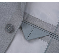 Light Grey Suit - Silver Gray Suit For Wedding - Mens Basic Two Button Slim Fit Light Grey Suit