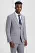 Light Grey Suit - Silver Gray Suit For Wedding - Men's Vested One Button Peak Lapel Stacy Adams Light Grey Designer Suit