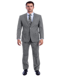 Light Grey Suit - Silver Gray Suit For Wedding - Men's Two Button Modern Fit Linen Light Grey Summer Suit