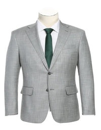 Light Grey Suit - Silver Gray Suit For Wedding - Mens Designer Two Button Slim Fit Notch Lapel Herringbone Suit