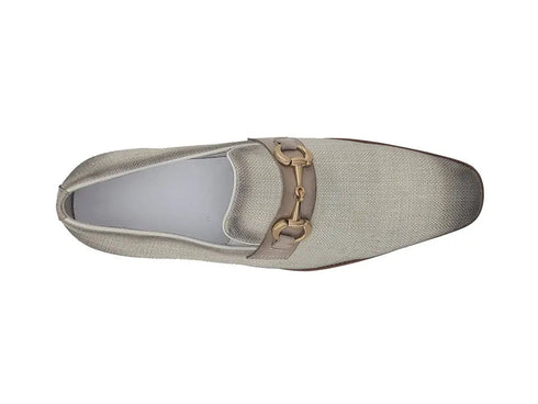 Linen Loafer With Gold Tone Buckle