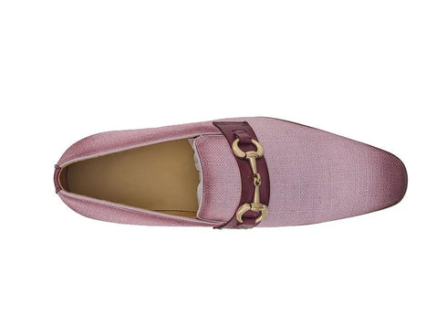 Linen Loafer With Gold Tone Buckle