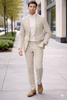 Linen Wedding Suit - Summer Fabric 2 Button Modern Fit No Pleated Pants Jacket + Pants in Color