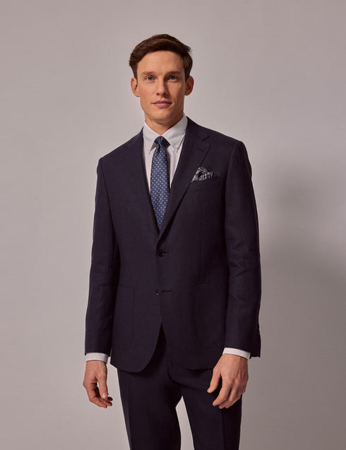 Mens Linen Suit For Beach Wedding - Summer  Suit in Navy Linen