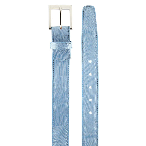 Men's Belvedere Genuine Lizard Skin Dress Belt in Summer Blue