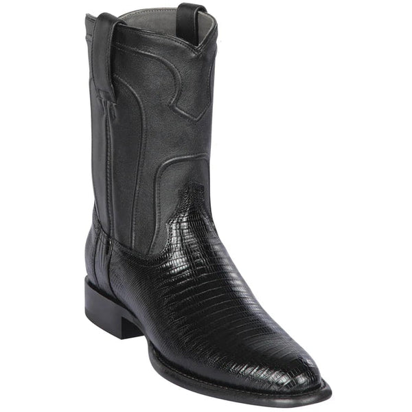 Los Altos Boots - Mens Dress Cowboy Boot - Low Priced Lizard Roper Boots- in Black