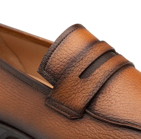 Deerskin Penny Loafer Cognac By Mezlan Made In Spain Brand