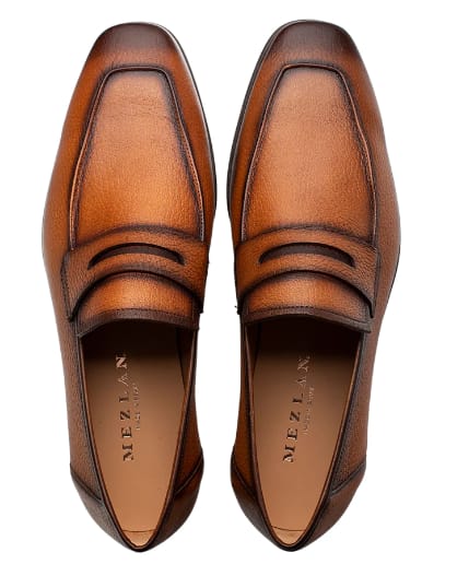 Deerskin Penny Loafer Cognac By Mezlan Made In Spain Brand