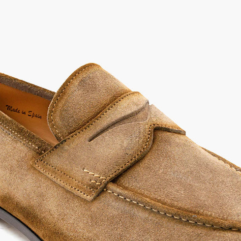 Caro Suede Penny Loafer Taupe By Mezlan Made In Spain Brand