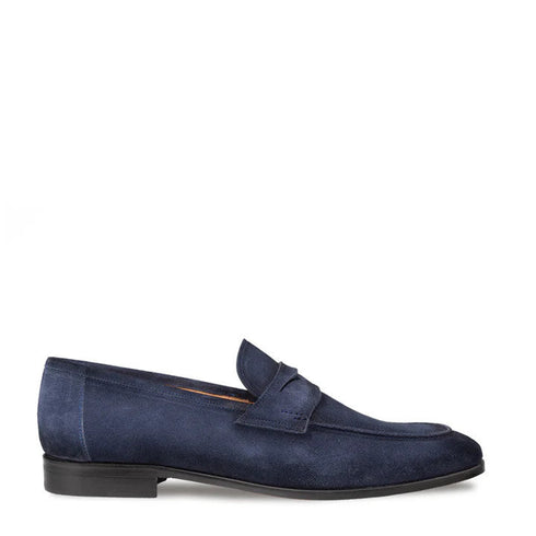 Caro Suede Penny Loafer Navy By Mezlan Made In Spain Brand