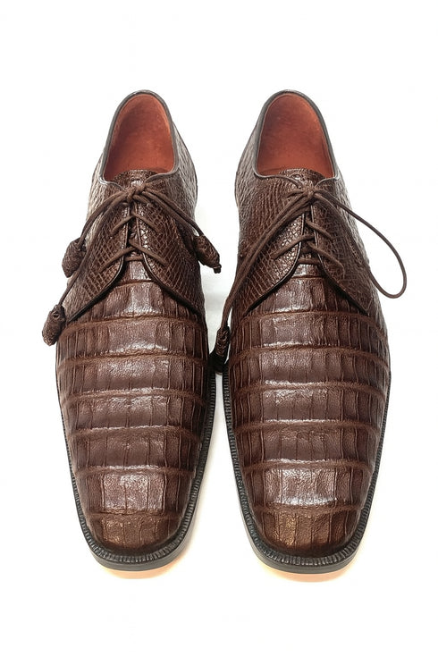 Los Altos All-Over Crocodile Lace Up Dress Shoes