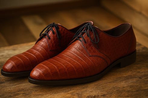 Los Altos All-Over Crocodile Lace Up Dress Shoes