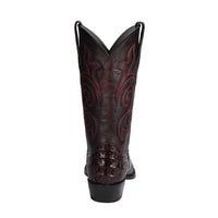 Los Altos Men's Black Cherry Caiman Belly Round Toe Boots