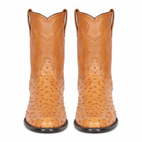 Los Altos Men's Genuine Full Quill Ostrich Honey Roper Toe Boots