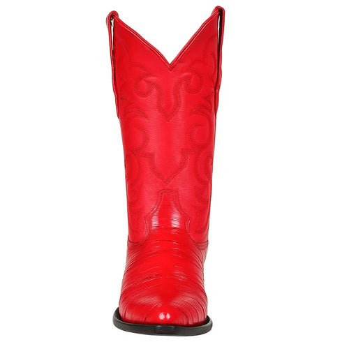 Los Altos Men's Red Eel Skin J Toe Boots