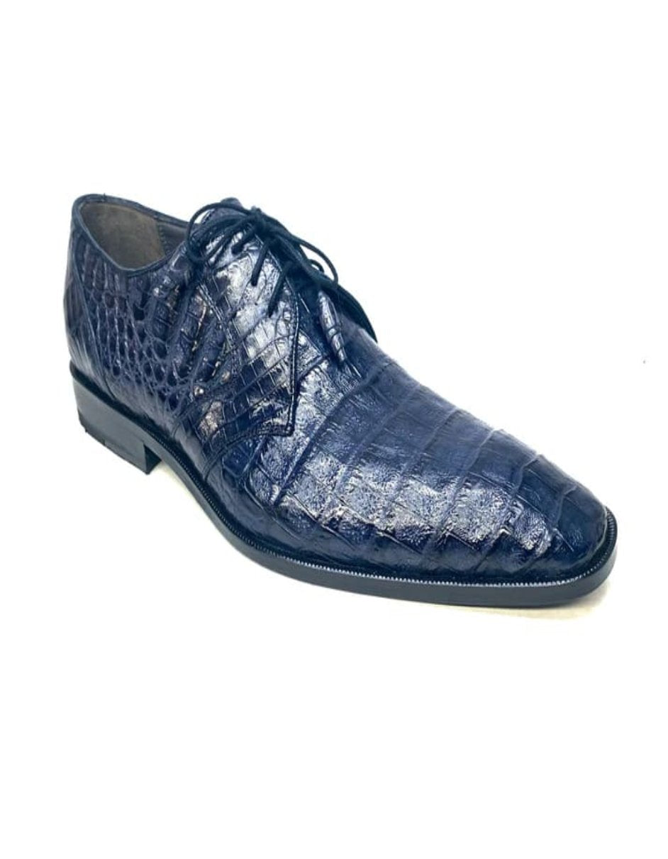Los Altos Navy All-Over Crocodile Lace Up Dress Shoes  display picture 3