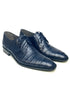 Los Altos Navy All-Over Crocodile Lace Up Dress Shoes