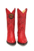 Los Altos Red Ostrich Quill J-Toe Cowboy Boots